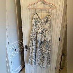 V. Chapman Blue and White Floral Midi Dress